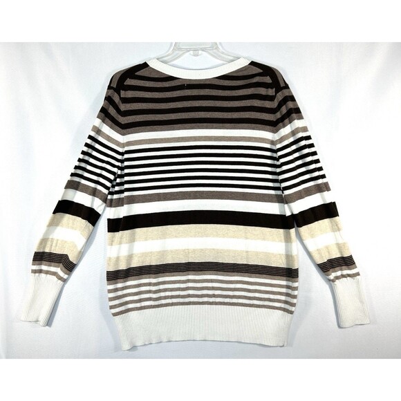 Old Navy Women's Sweater Size 2X Brown Striped V-Neck Long Sleeve Soft - Picture 3 of 8